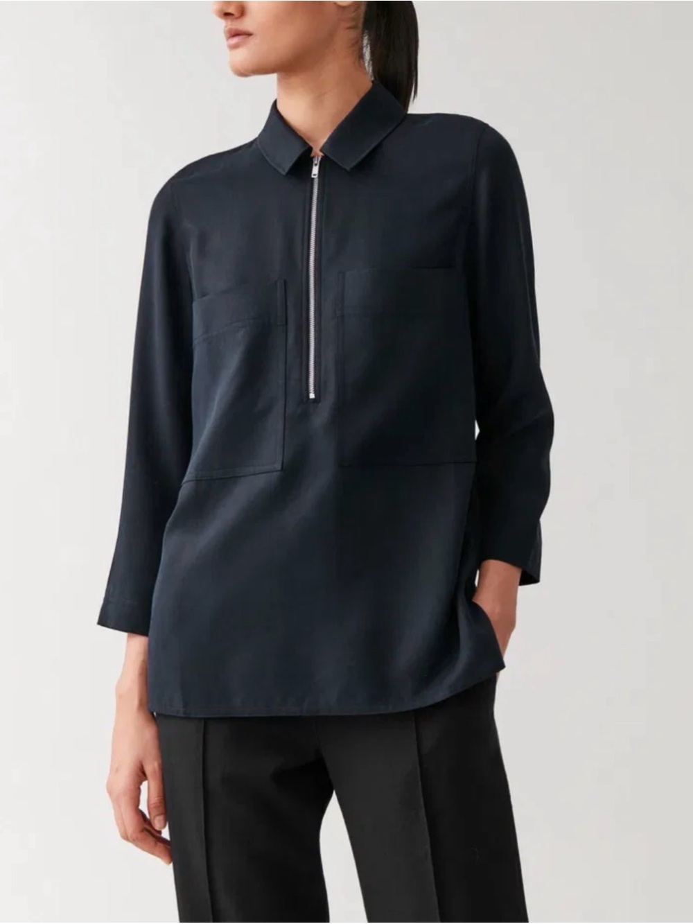 COS Black Half-Zip Utility Top Zipper
